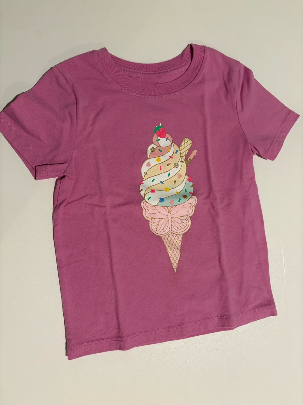 Cat & Jack Girls' Magenta Ice Cream Graphic Tee 5T